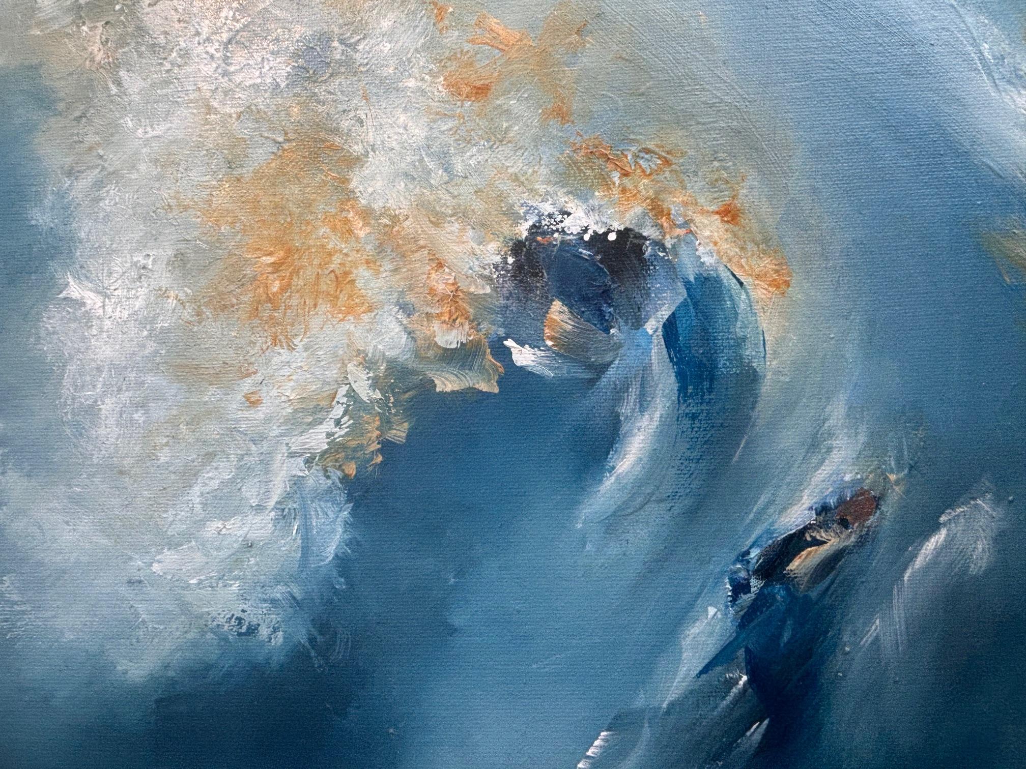 Fly Free - Abstraktes Landschaftsgemälde in Öl - surreale zeitgenössische Kunst (Grau), Abstract Painting, von Alison Johnson