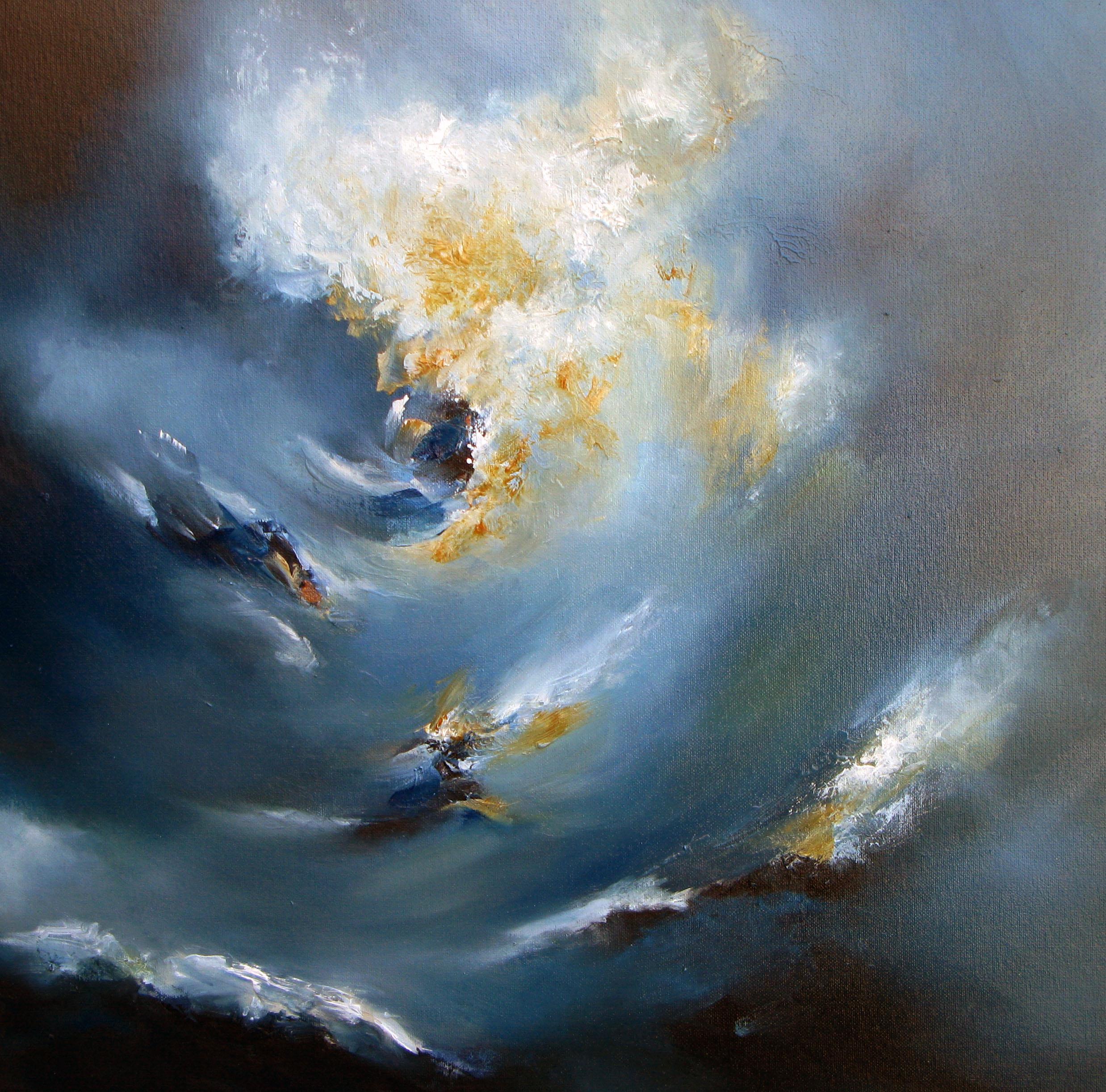Alison Johnson Abstract Painting – Fly Free - Abstraktes Landschaftsgemälde in Öl - surreale zeitgenössische Kunst