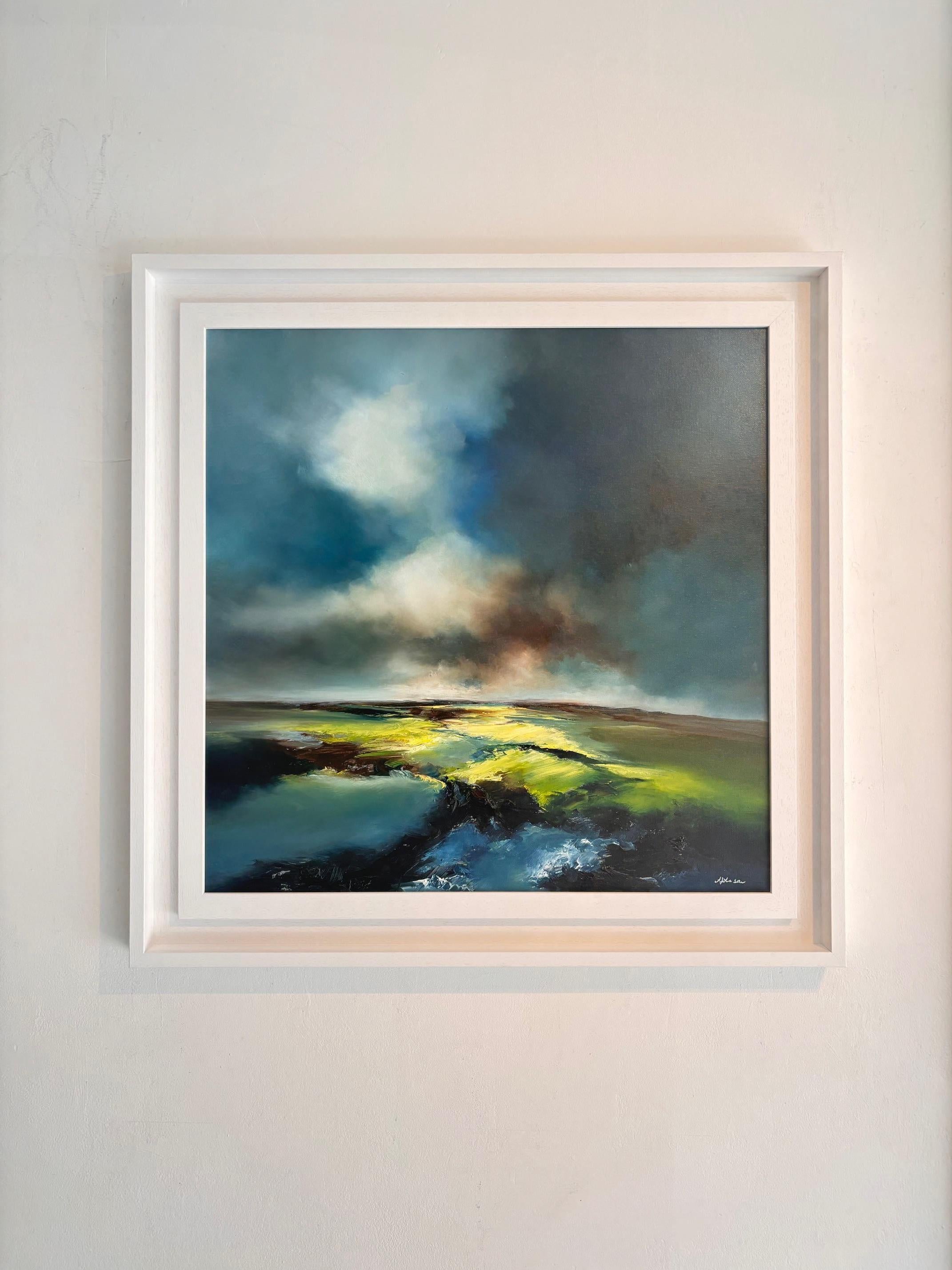 Forever Roam-original oil abstract landscape painting - surreal contemporary art - Painting by Alison Johnson