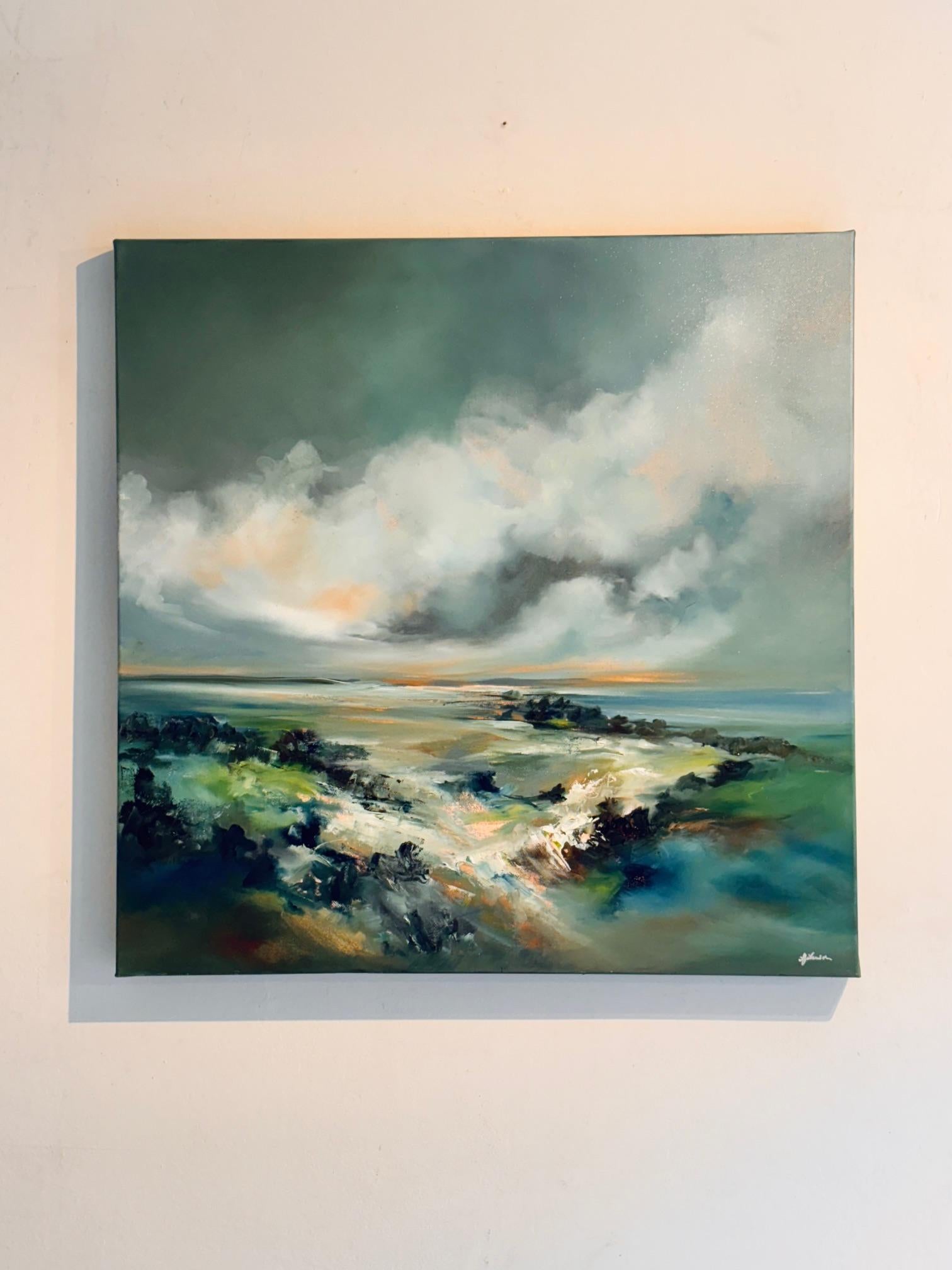 From the Top - Abstraktes Landschaftsgemälde in Öl - zeitgenössisches Kunstwerk (Abstrakter Expressionismus), Painting, von Alison Johnson