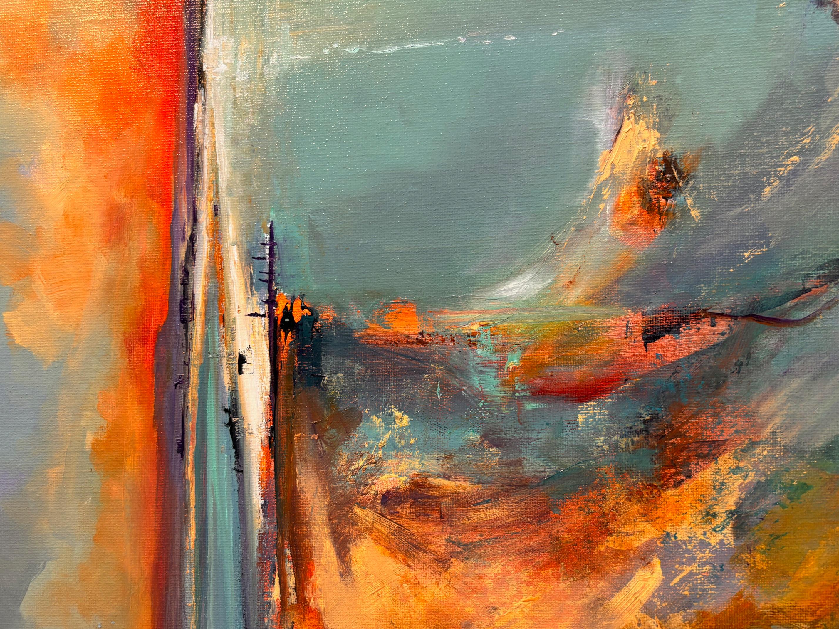 Light Fall - Abstraktes Landschaftsgemälde in Öl - zeitgenössisches Kunstwerk (Grau), Landscape Painting, von Alison Johnson