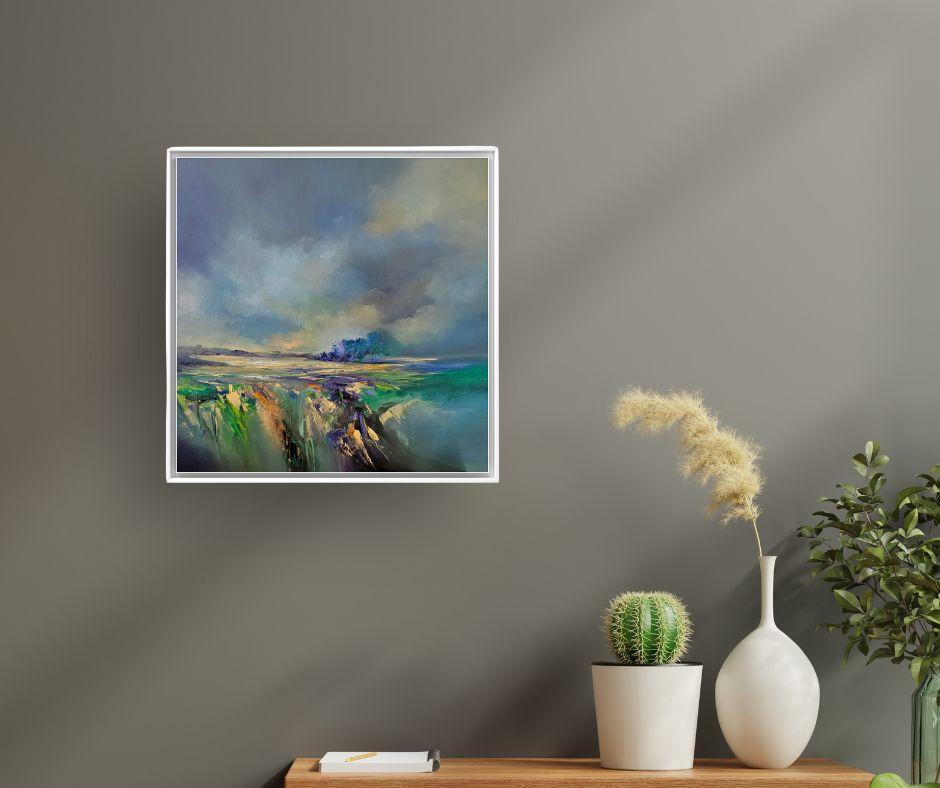 It's a Living - Abstraktes Landschaftsgemälde in Öl - surreale zeitgenössische Kunst (Abstrakter Expressionismus), Painting, von Alison Johnson