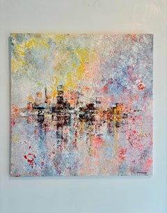Lost City - original abstrakte Landschaft zeitgenössisches Kunstwerk