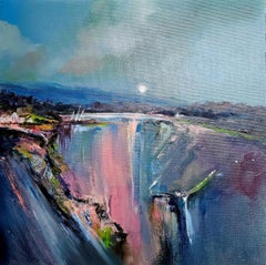 Night Falling  - original oil abstract landscape painting - contemporary artwork