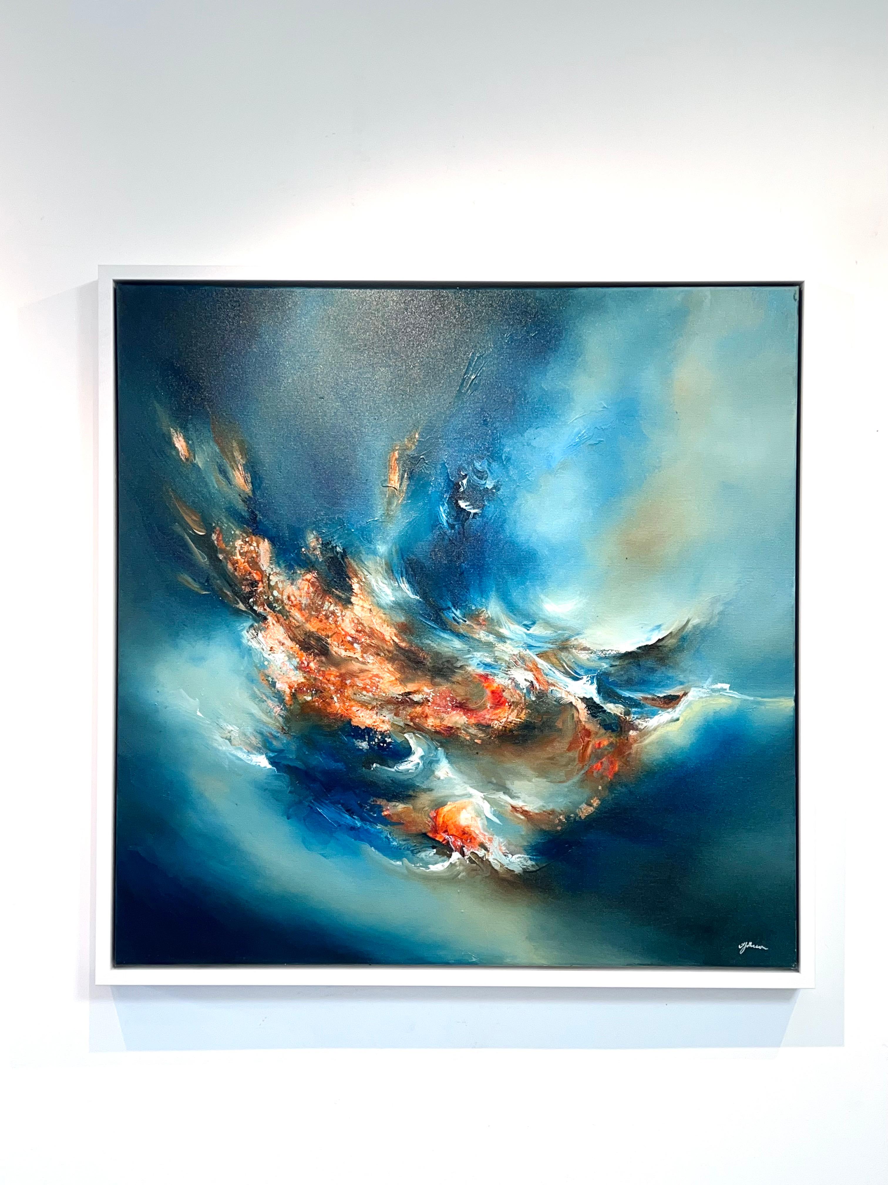 Output - original oil abstract seascape painting- surreal contemporary art - Painting by Alison Johnson