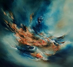 Sortie - peinture originale à l'huile de paysage marin abstrait - art contemporain surréaliste