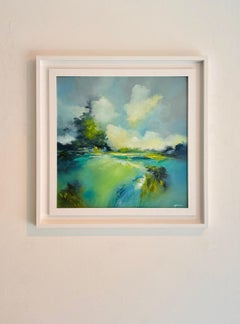 The Greene & Greene - Peinture à l'huile originale moderne de paysage abstrait - Art contemporain