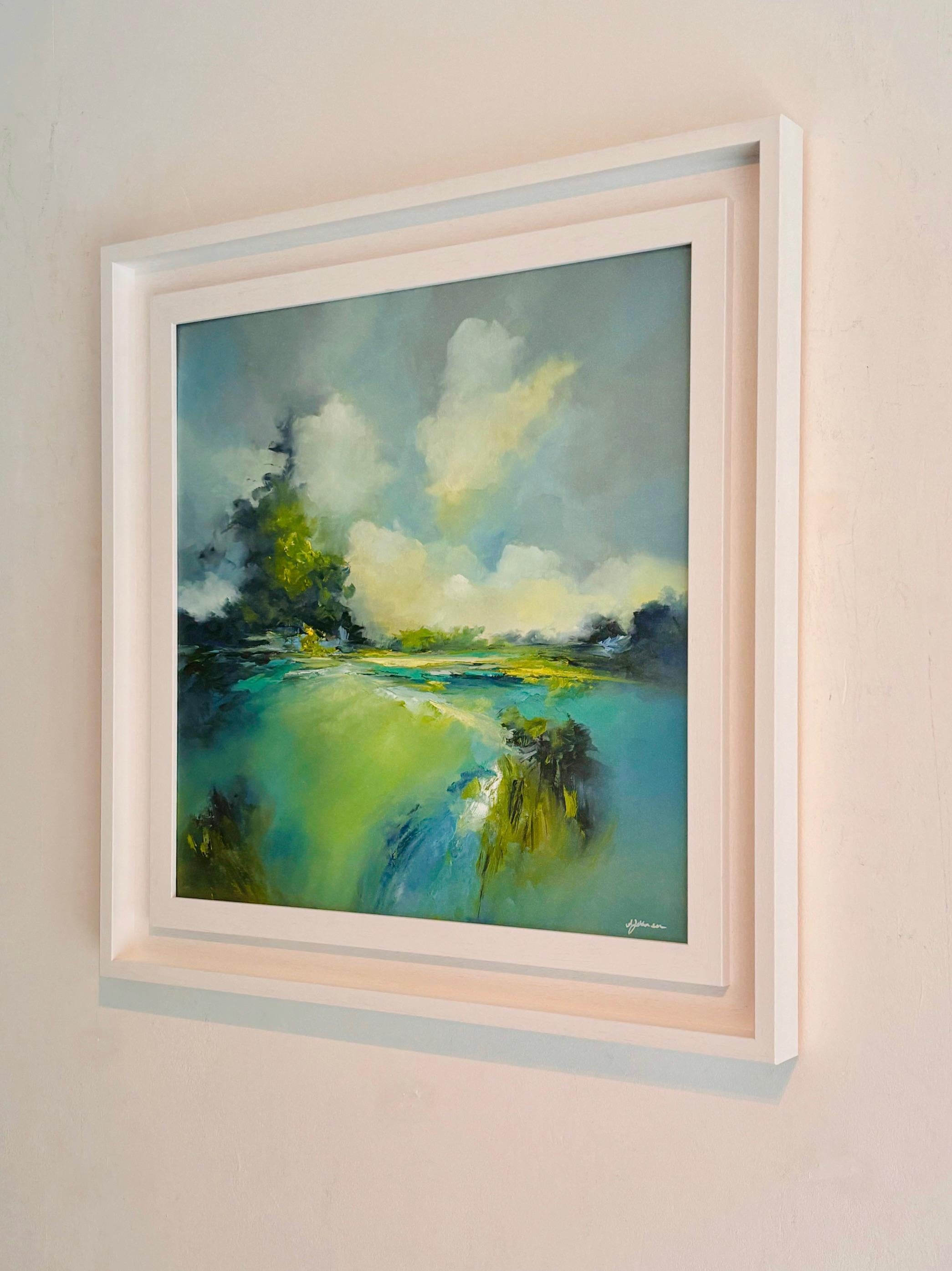 Pastures Green - abstrakte Landschaftsmalerei in Öl - surreale zeitgenössische Kunst (Abstrakter Expressionismus), Painting, von Alison Johnson