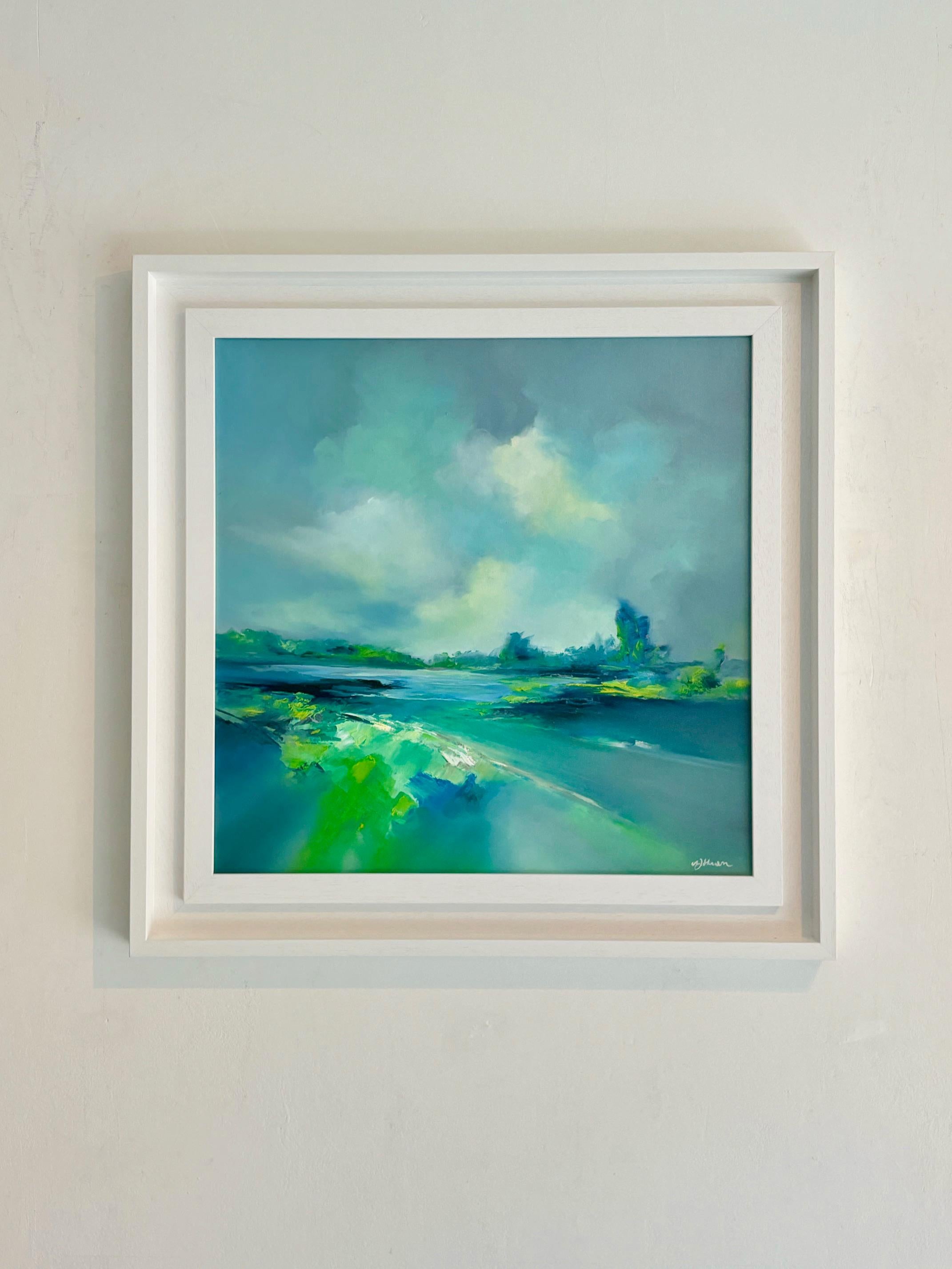 Quiet Sky - original oil abstract landscape painting - surreal contemporary art - Painting by Alison Johnson