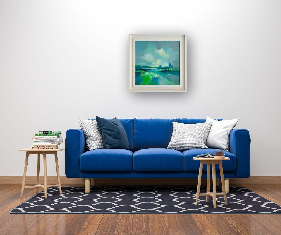 This exceptional artwork is currently on display and available for sale at Signet Contemporary Art Gallery and online.

Alison Johnson’s atmospheric oil painting invites the viewer into a dreamscape of vivid emeralds, teals, and misty sky blues.