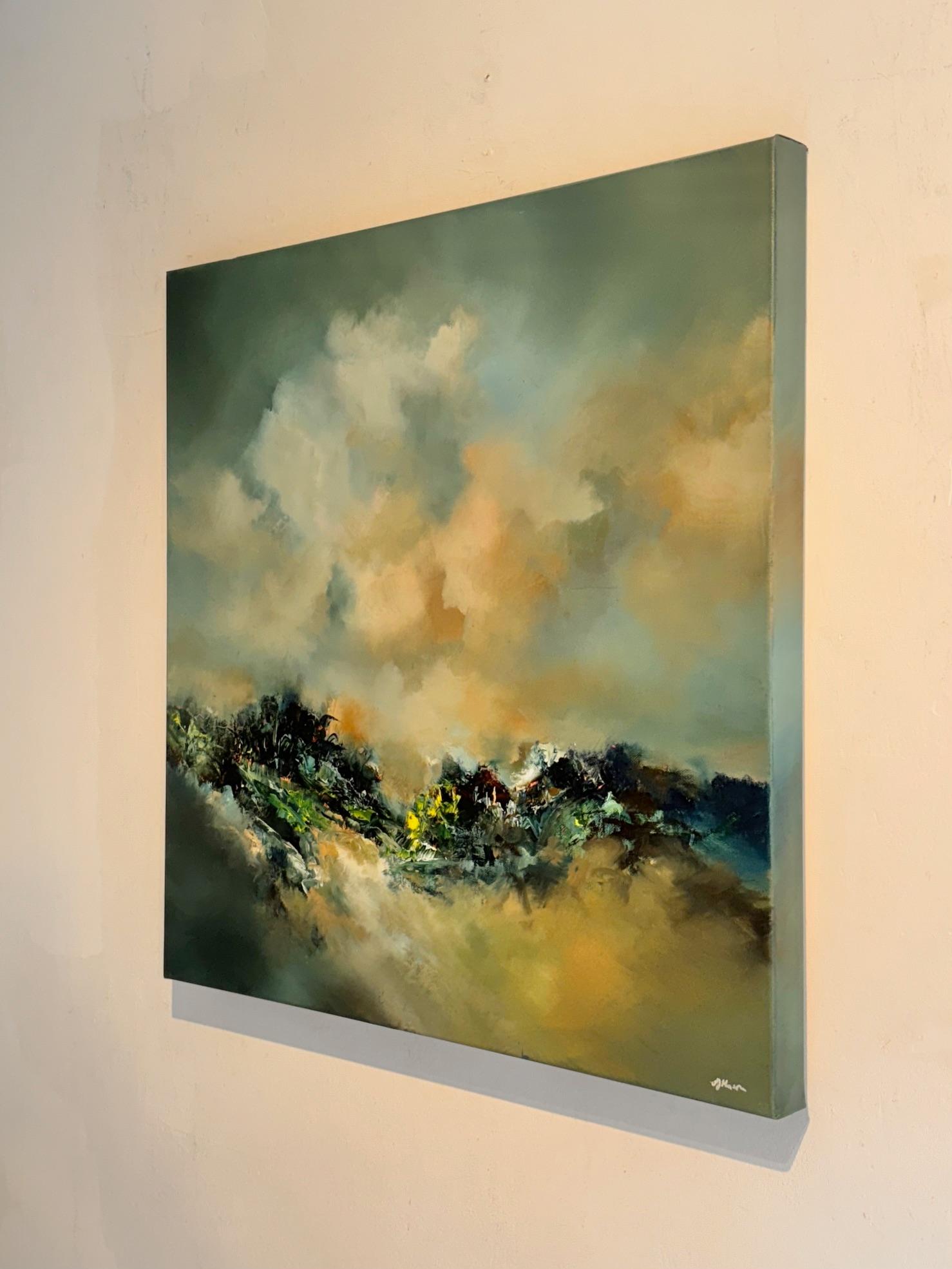 Reactive Light - Abstraktes Landschaftsgemälde in Öl - zeitgenössisches Kunstwerk (Braun), Landscape Painting, von Alison Johnson