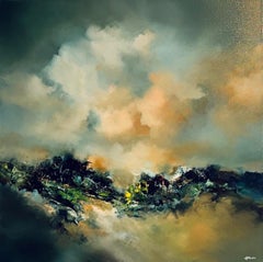 Luz reactiva - pintura original al óleo paisaje abstracto - obra de arte contemporánea