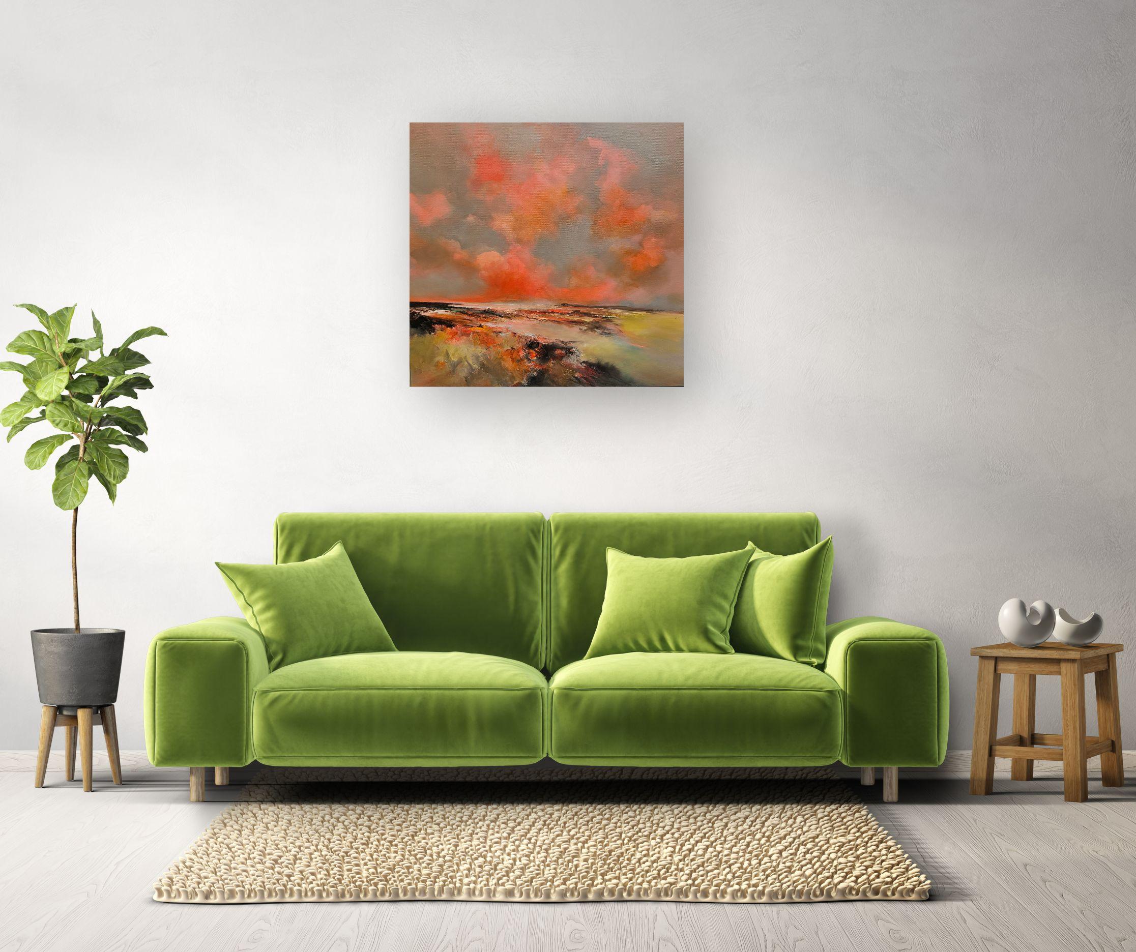 Residual Heat - Abstraktes Landschaftsgemälde in Öl - zeitgenössisches Kunstwerk – Painting von Alison Johnson