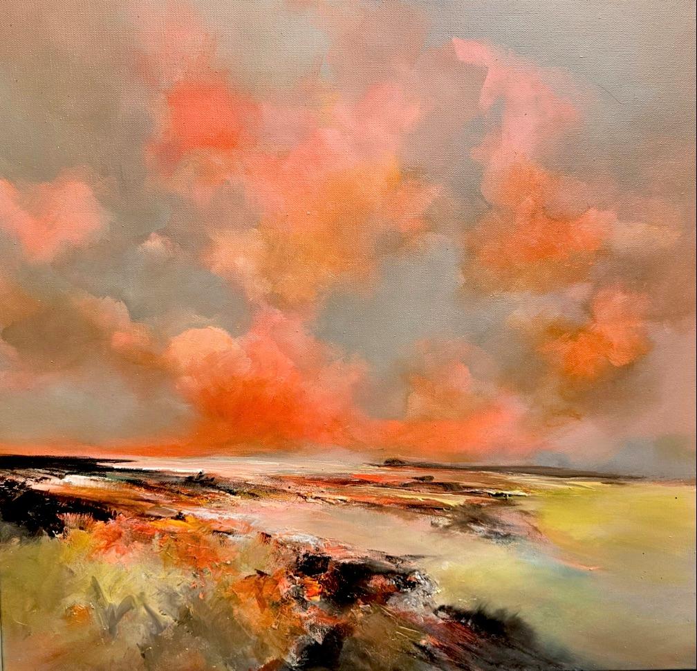 Residual Heat - Abstraktes Landschaftsgemälde in Öl - zeitgenössisches Kunstwerk