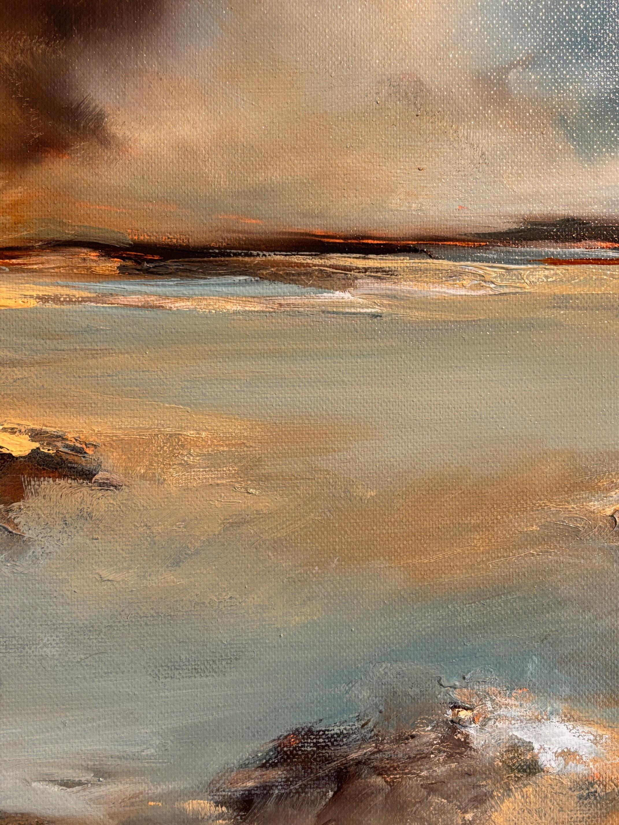 Storm Passage-originale Öl abstrakte Landschaft Gemälde-zeitgenössische Kunstwerk (Grau), Landscape Painting, von Alison Johnson
