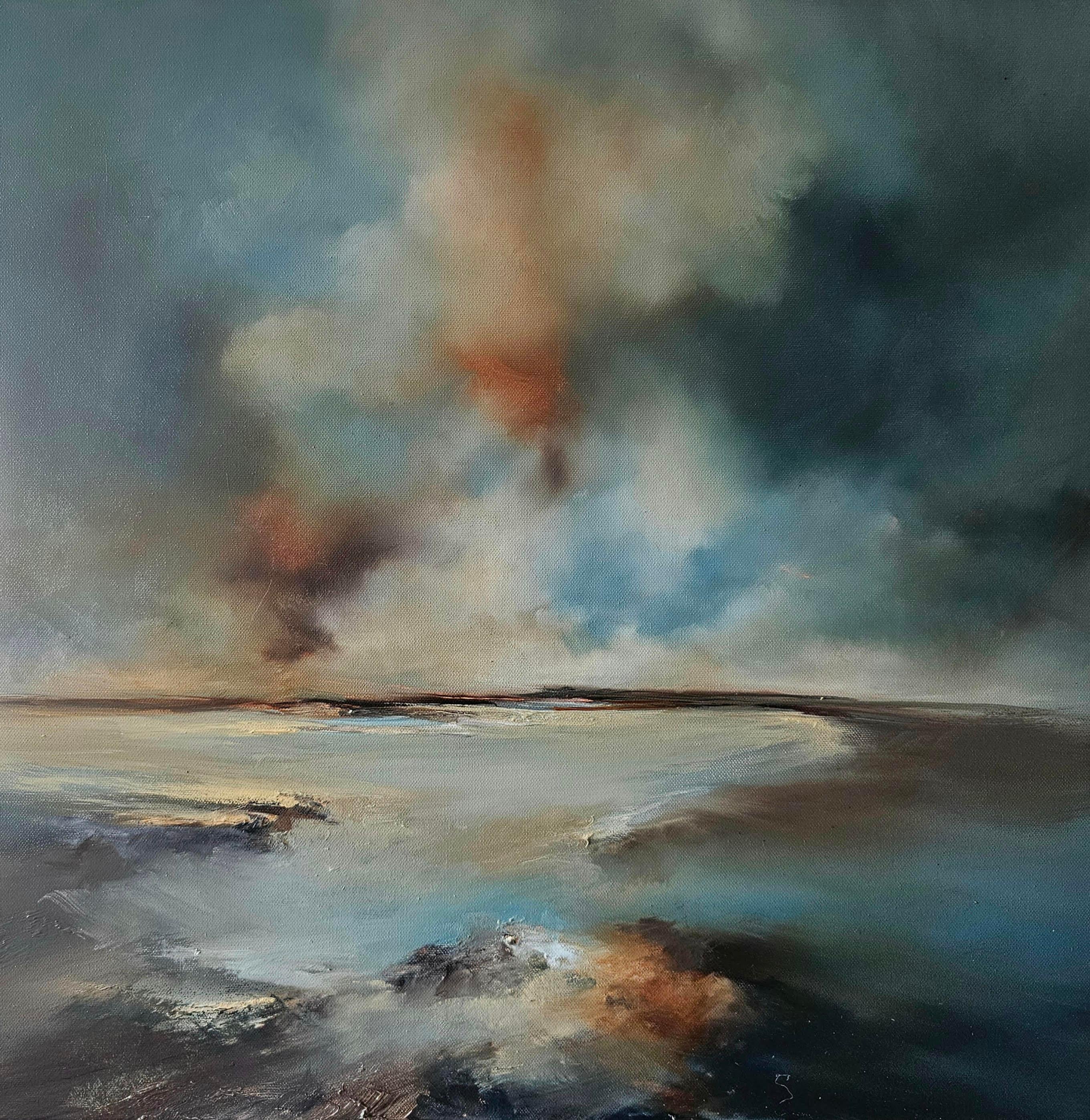 Storm Passage - pittura originale ad olio di paesaggio astratto - opera d'arte contemporanea