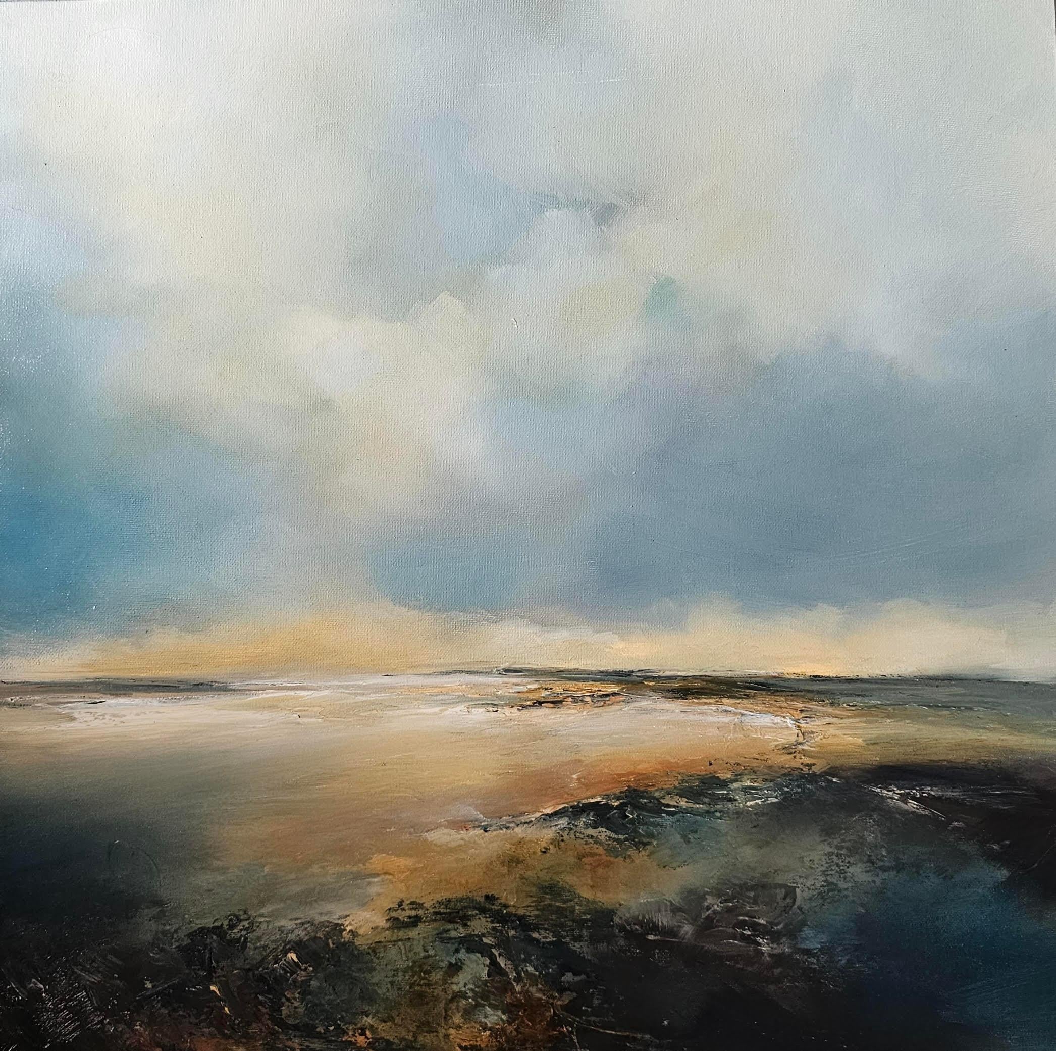 The Quiet Horizon-original oil abstract landscape painting-contemporary artwork