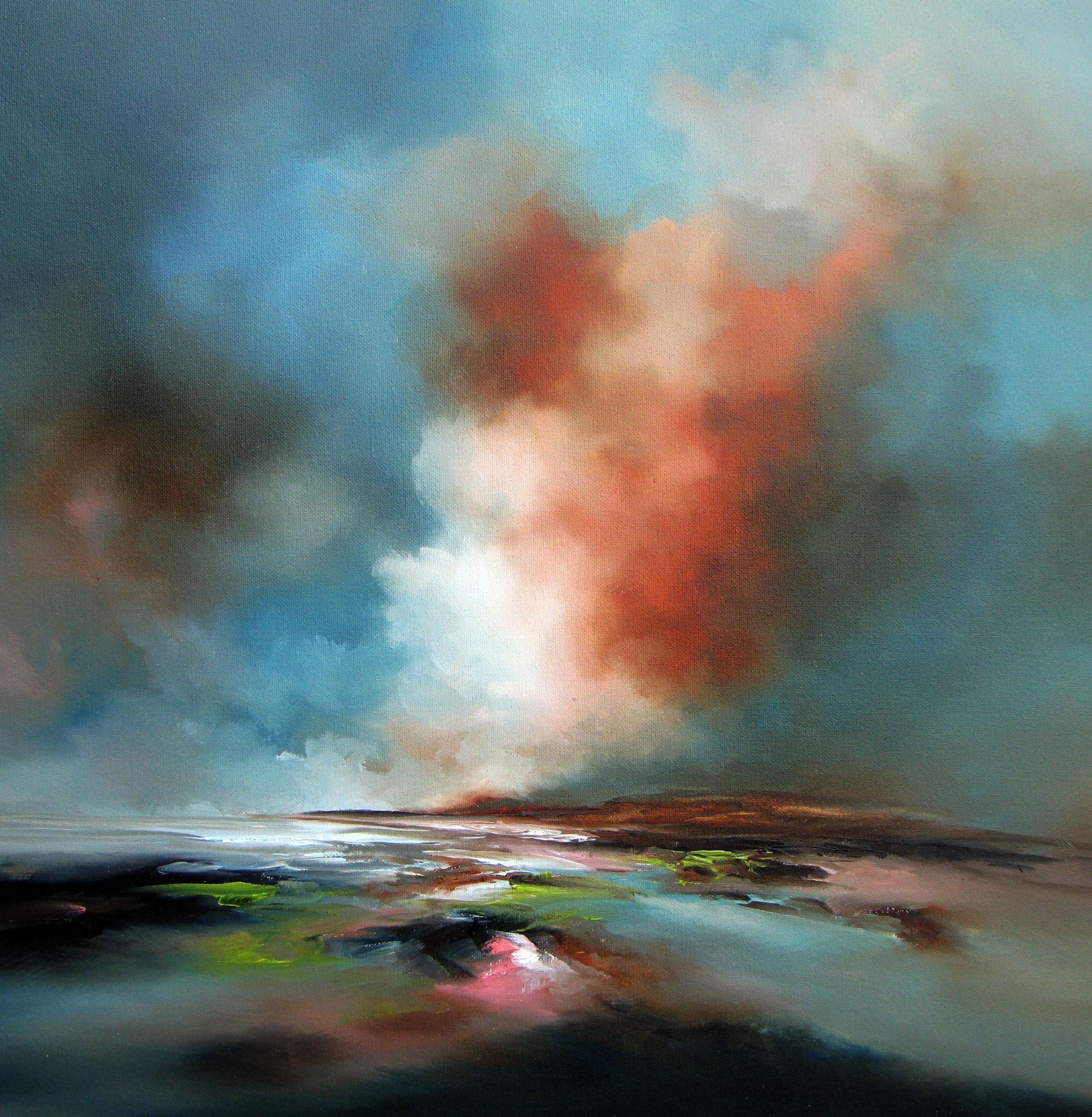 The Vista - Abstraktes Landschaftsgemälde in Öl - surreale zeitgenössische Kunst