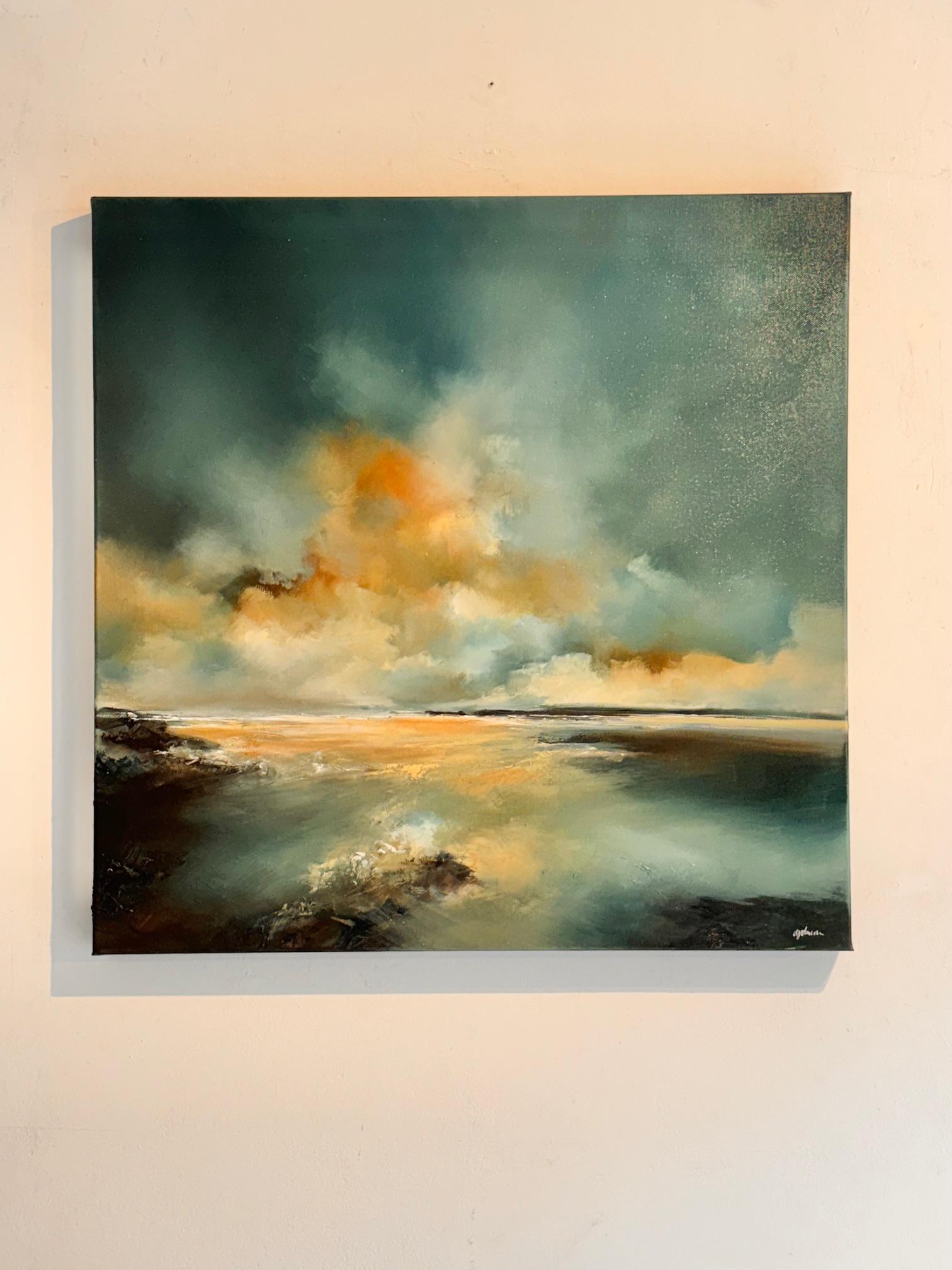 Tide Afterglow-original Öl abstrakte Landschaft Gemälde-zeitgenössische Kunstwerk – Painting von Alison Johnson