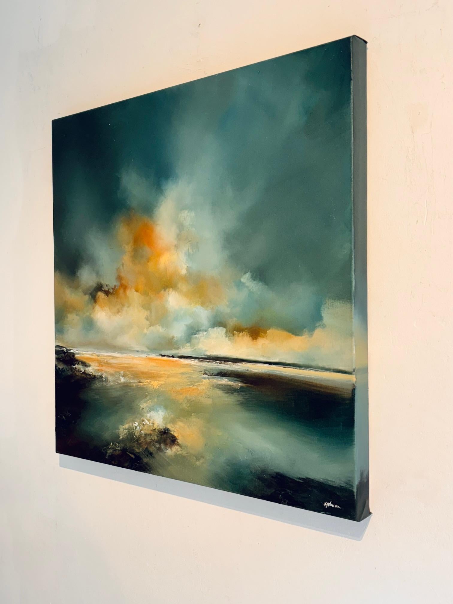 Tide Afterglow-original Öl abstrakte Landschaft Gemälde-zeitgenössische Kunstwerk (Abstrakter Expressionismus), Painting, von Alison Johnson