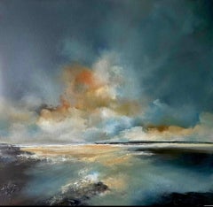 Tide Afterglow-original oil abstract landscape painting-contemporary artwork