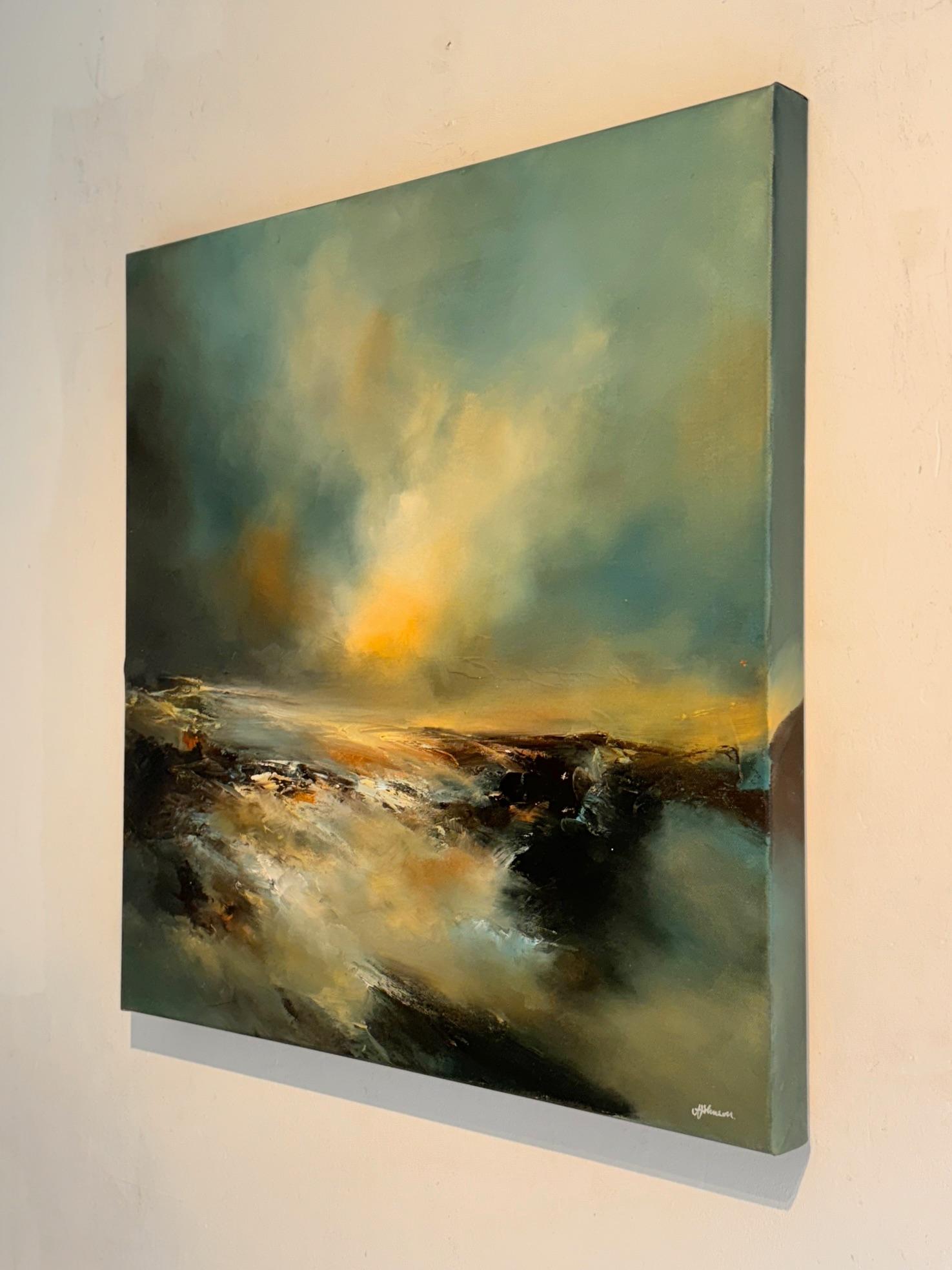 Twilight's Tides - Abstraktes Landschaftsgemälde in Öl - Zeitgenössische Kunst (Abstrakter Expressionismus), Painting, von Alison Johnson