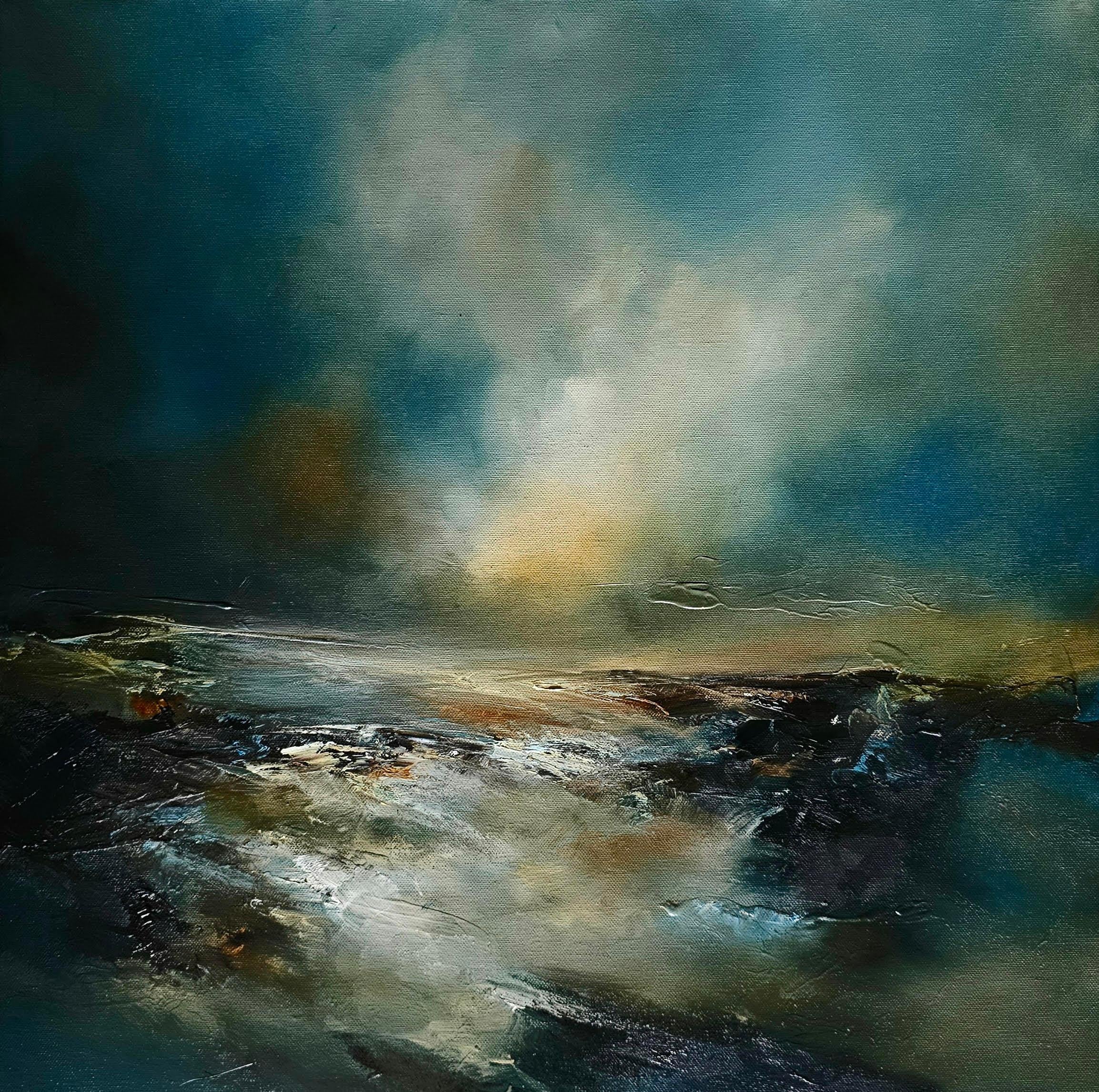 Maree del crepuscolo - pittura originale ad olio di un paesaggio astratto - arte contemporanea
