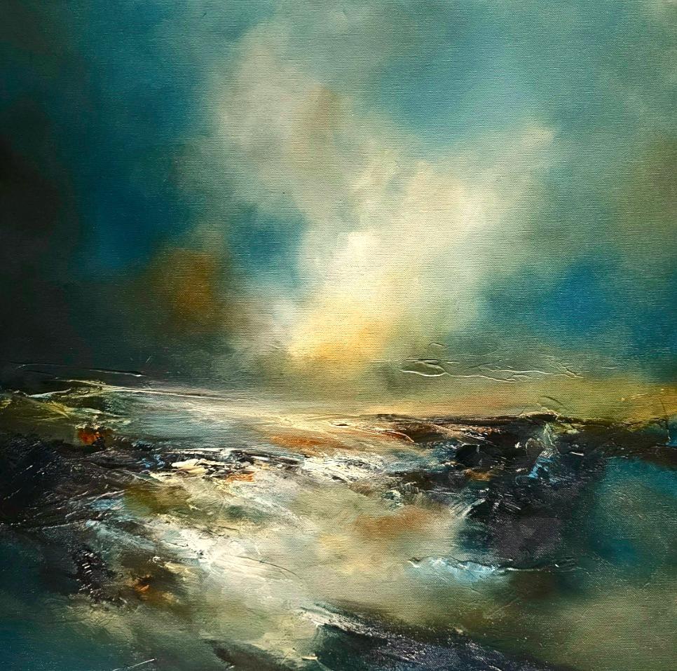 Twilight
s Tides - Abstraktes Landschaftsgemälde in Öl - Zeitgenössische Kunst