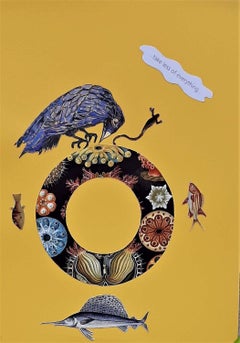 Avian Fables: Take less of everything… - collage and ink on paper
