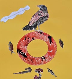 Vogel-Fabeln: Die Welt ist atemberaubend schön... - Collage und Tinte auf Papier