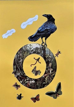 Avian Fables: Tread lightly… this is our Home too… - collage and ink on paper