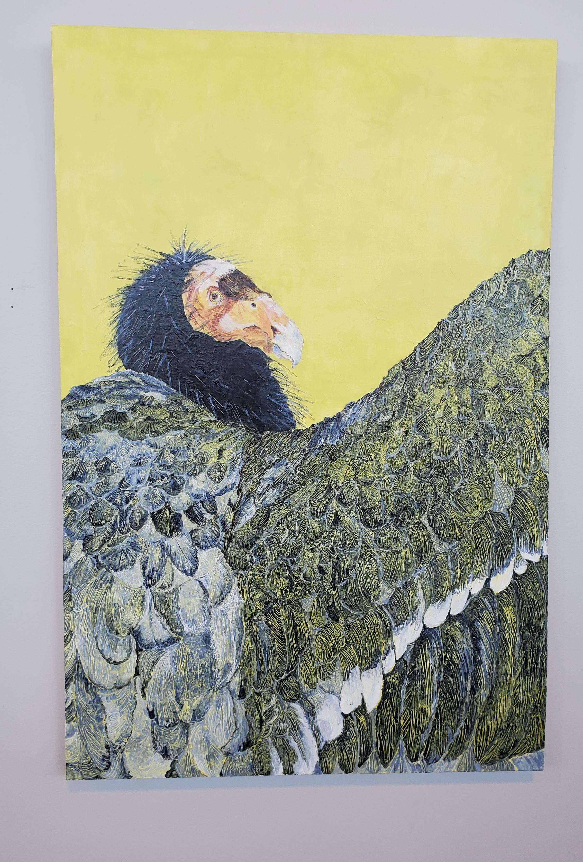 Avian Fables: Condor Rising - acrylic and ink on canvas - Painting by Alison Keenan