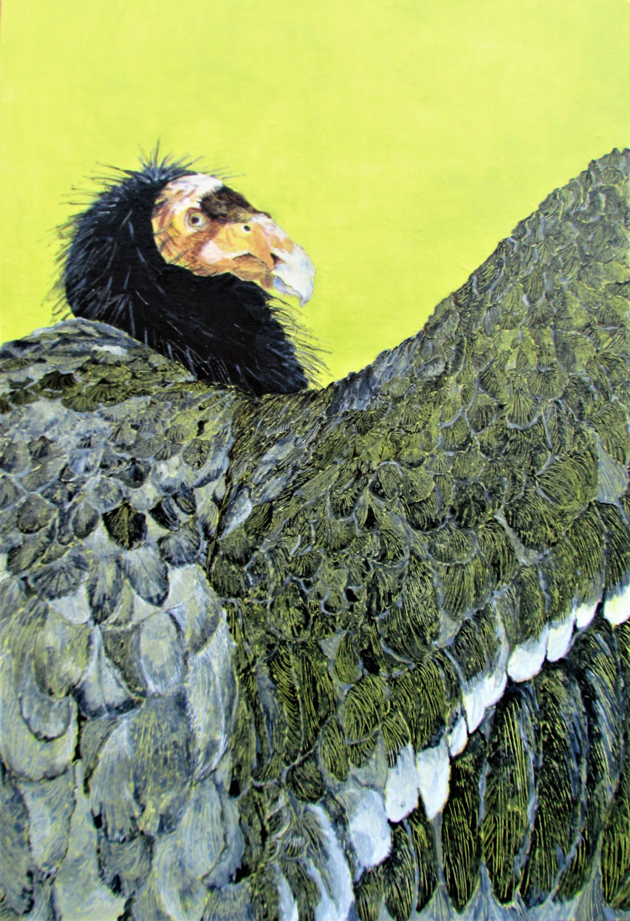 Alison Keenan Animal Painting - Avian Fables: Condor Rising - acrylic and ink on canvas