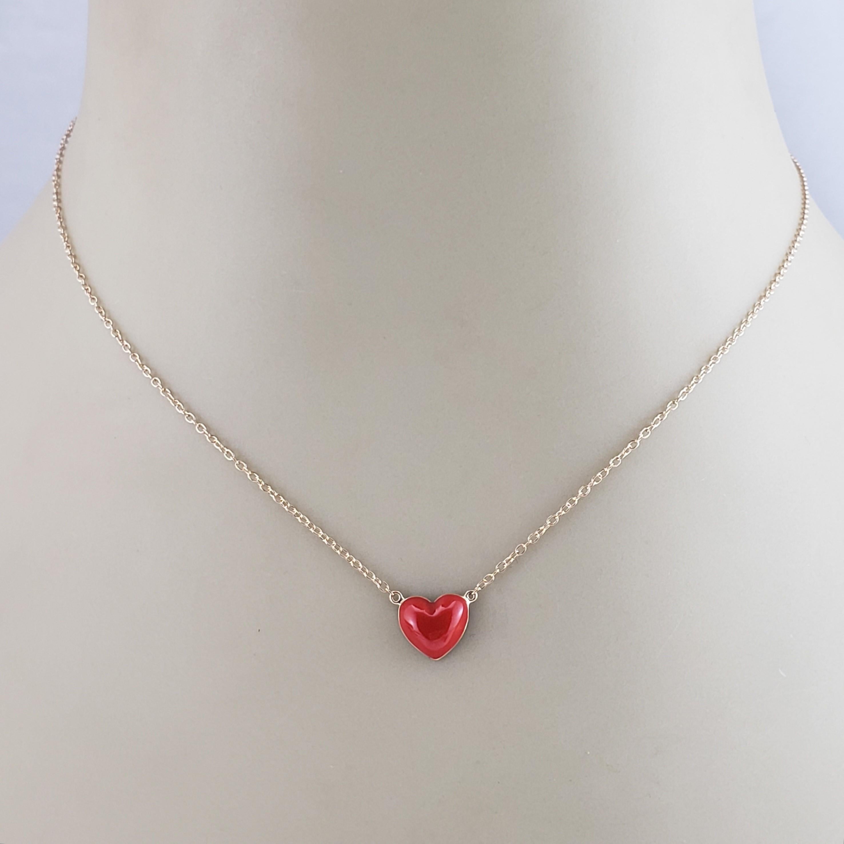 Women's Alison Lou 14 Karat Yellow Gold Enamel Heart Necklace #15782