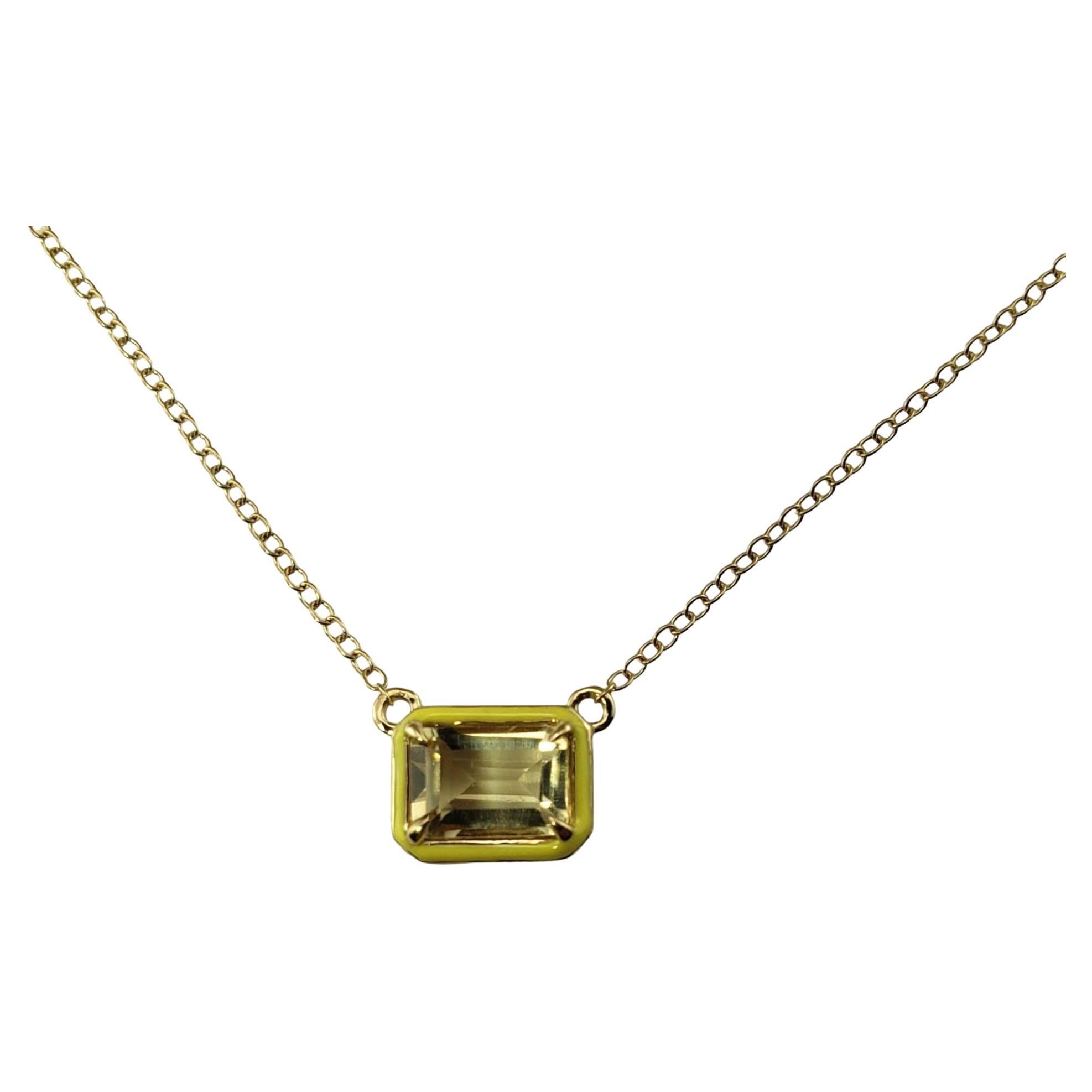 Alison Lou 14K Yellow Gold Lab Created Citrine & Enamel Necklace #15780 For Sale
