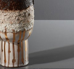 Alison Lousada Crafted Volcanic Textured Black and Gold Stoneware Modern Vessel