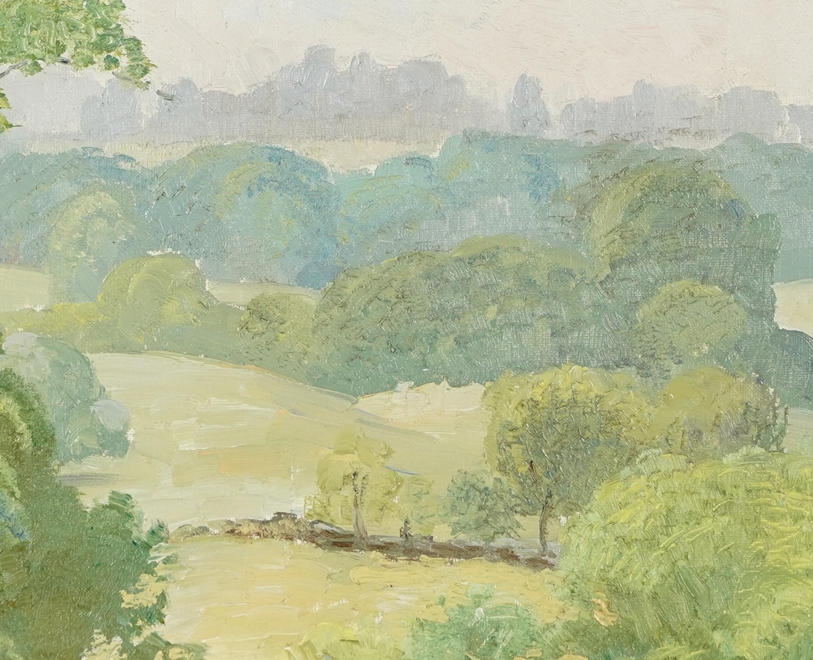 Antikes Ölgemälde der amerikanischen impressionistischen Künstlerin, signiert, Landschaft 1