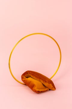 Frame with Weight - Rich pink photo of gold sculptural arrangement (12 x 18)