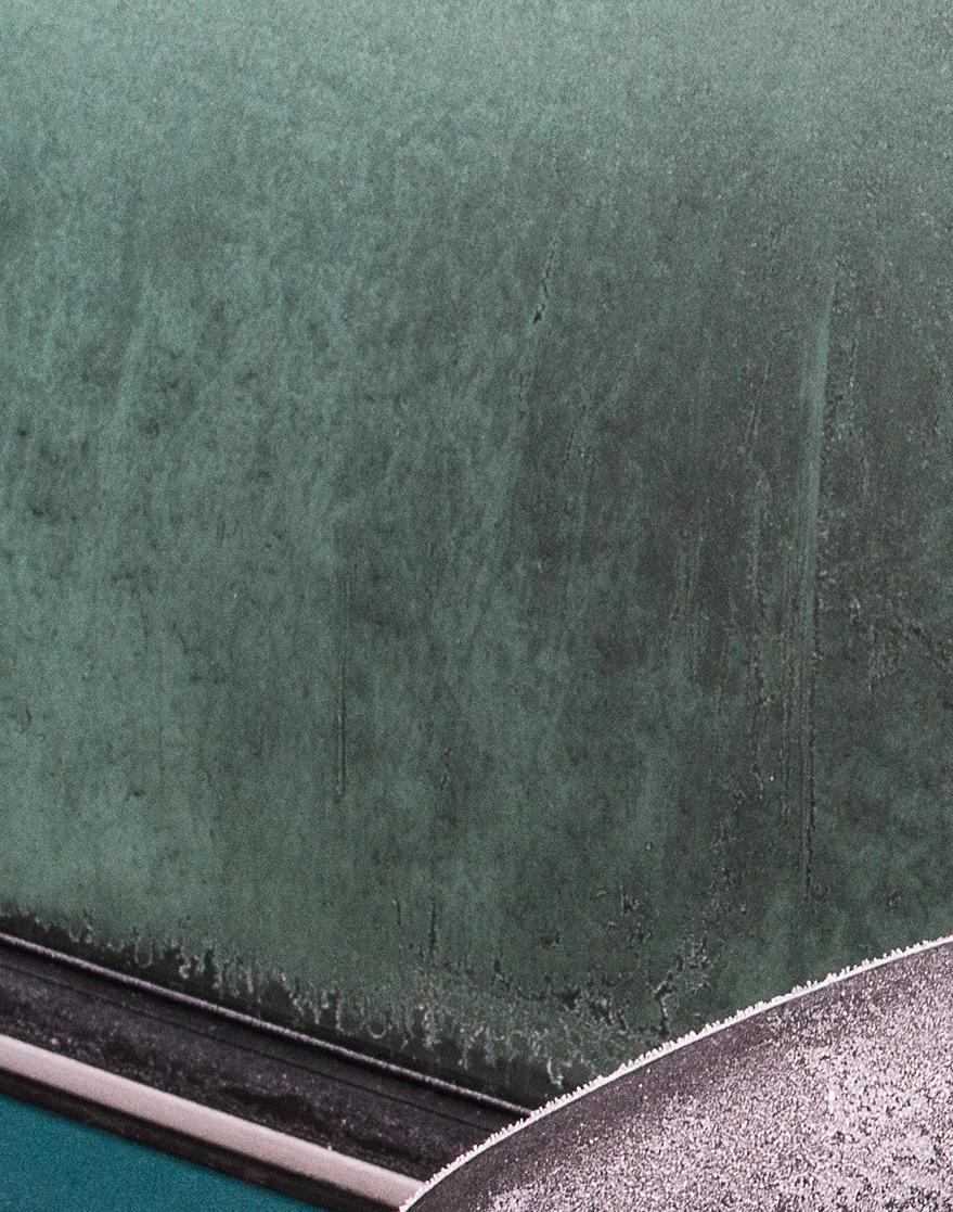 Vancouver New Years - frosty photograph of green car mirror in winter (8 x 12) - Contemporary Photograph by Alison Postma