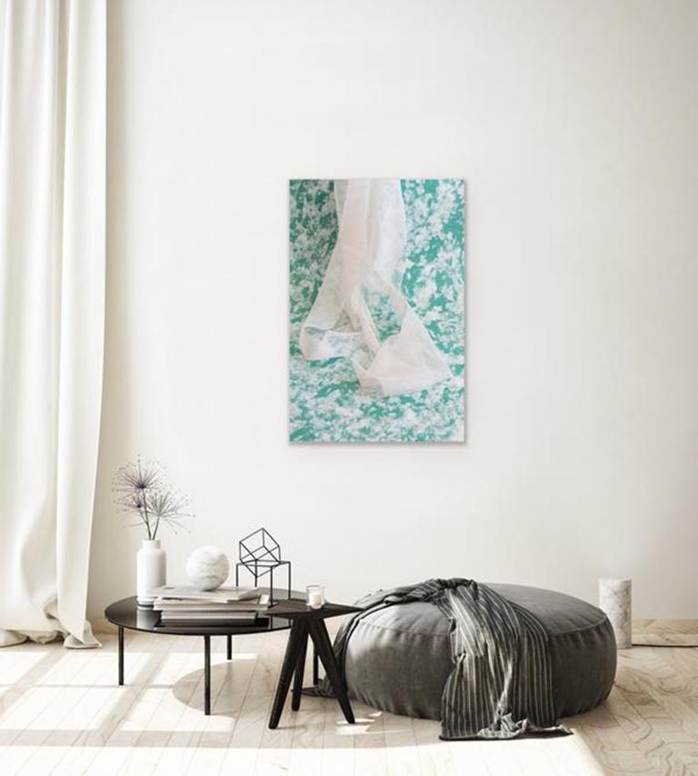 the precise location (of a place) - Turquoise photo, draped white fabric (24x36) - Green Print by Alison Postma