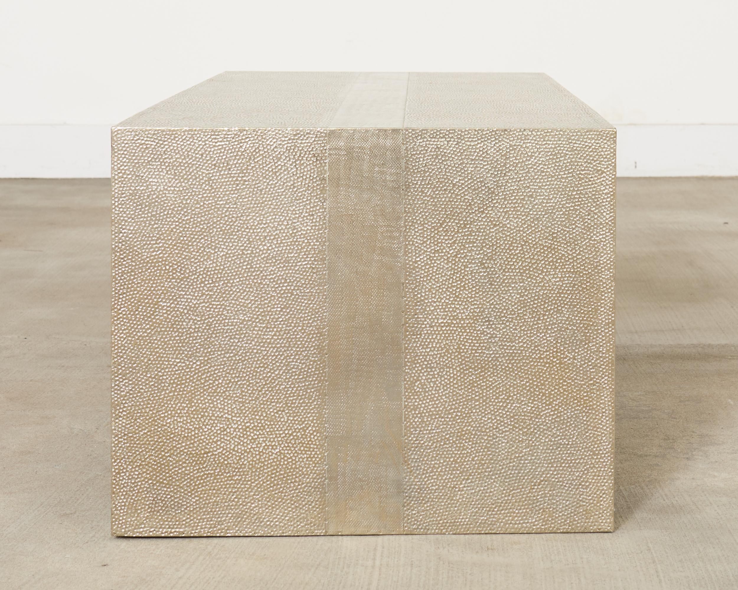 Métal Alison Spear for Stephanie Odegard White Bronze Low Cocktail Tables en vente