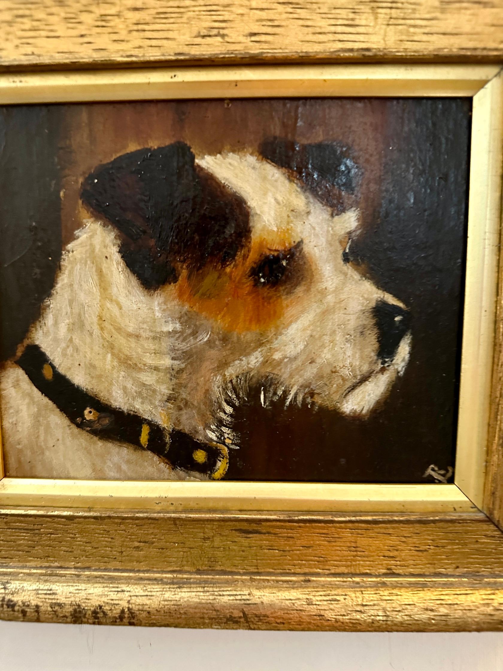 19th century English portrait of a Jack Russell terrier - Painting by A.List