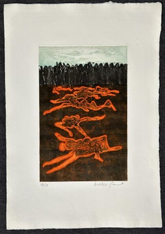 Alistair Grant Mujeres que se lamentan Grabado artístico de edición limitada firmado en 1968