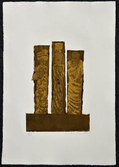 Gravure d'art en édition limitée signée Alistair Grant Wooden Gods, 1968