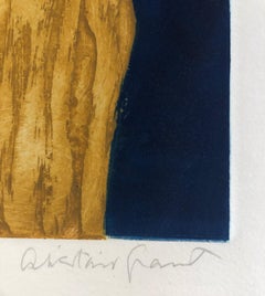 Modern British Abstract  Bold Color Aquatint Etching Print Jeremiah, The Prophet