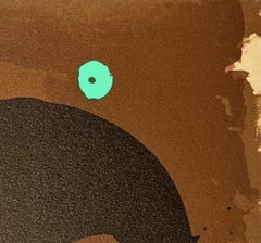 The Bridge at Etaples, 1987 - Abstrakter Druck in Brown mit Gelb und Grün