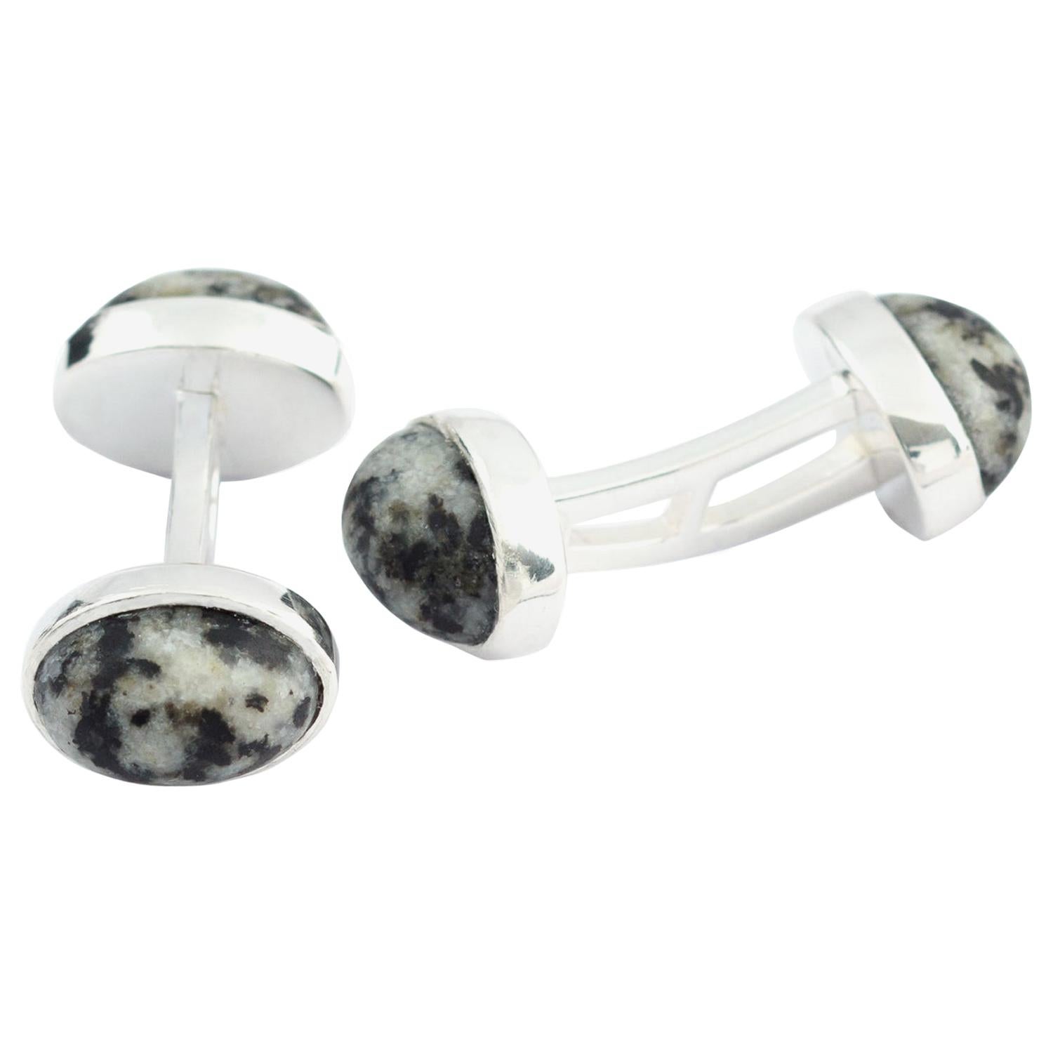 Alistair R Donegal Granite and Hallmarked Silver Cufflinks For Sale