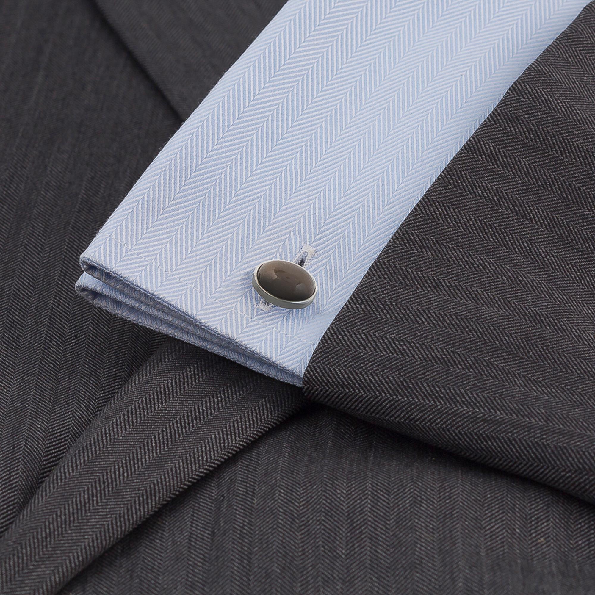 Men's Handmade English Flint and Sterling Silver Cufflinks For Sale