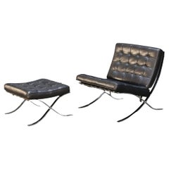 Alivar Barcelona Chair and Footstool by Mies van der Rohe