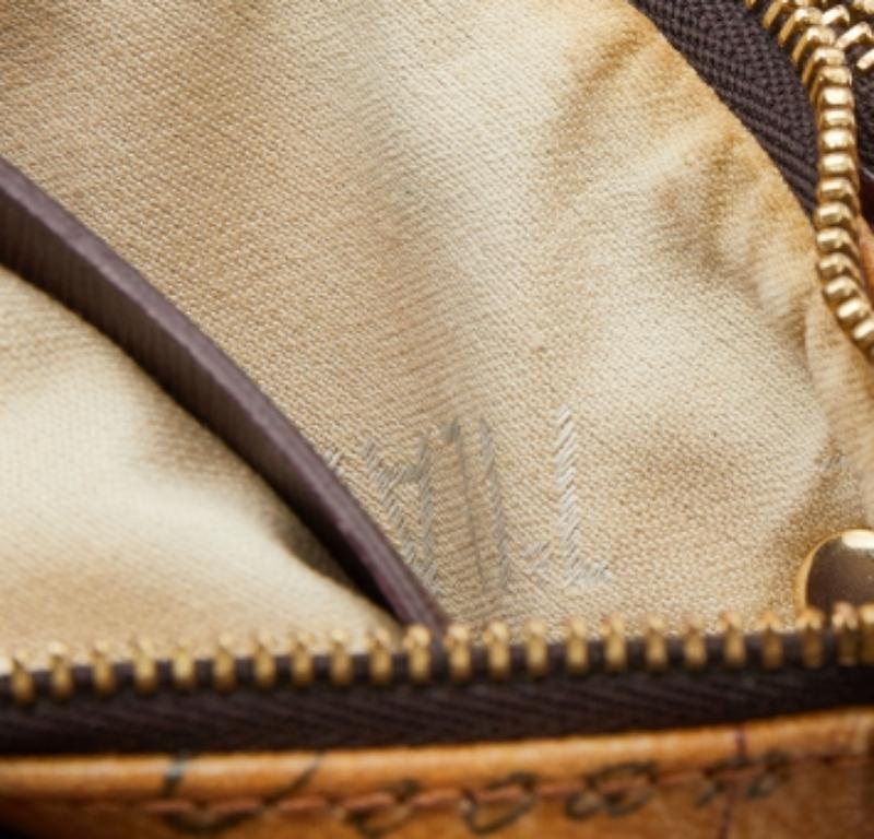 Gray Alivero Martini 1A Classe Burgundy/Leather & Coated Canvas Zip Crossbody Bag For Sale